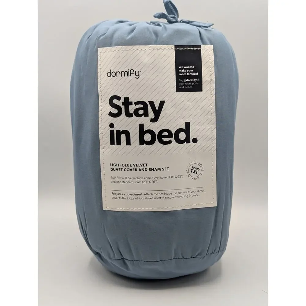 Dormify Twin/Twin XL Blue Velvet Duvet Cover (68